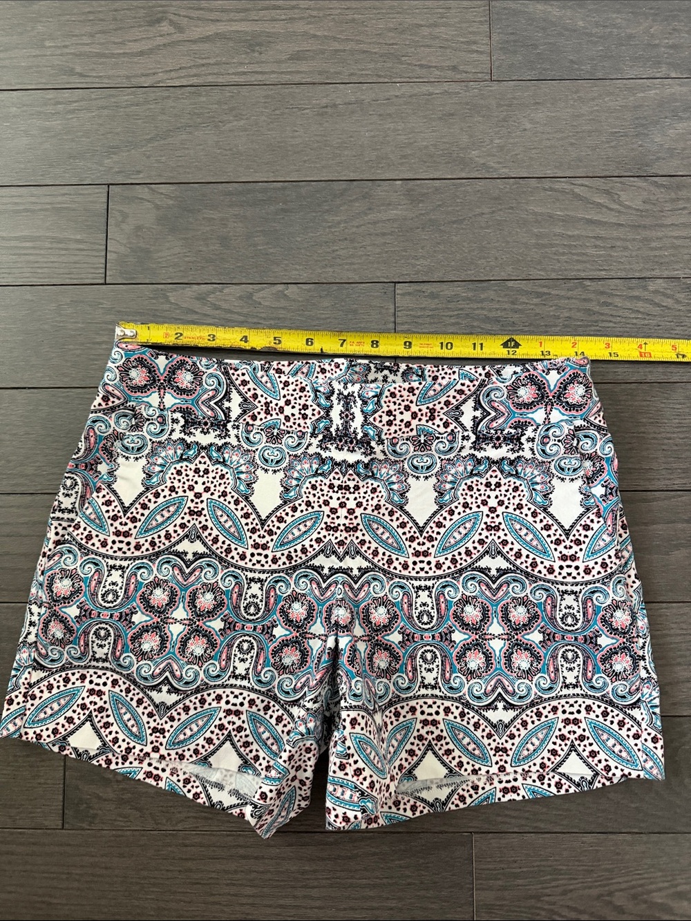 Express Paisley Print Shorts - White, Teal & Pink
